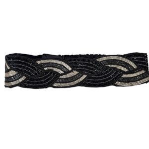 Vintage Magid Women's Silk Beaded Elastic Waist Belt